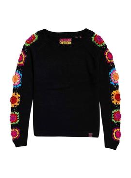 Jersey Superdry Flower Crochet Negro Mujer