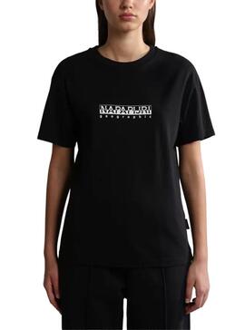 Camiseta  Napapijri S Box Negra Para Mujer