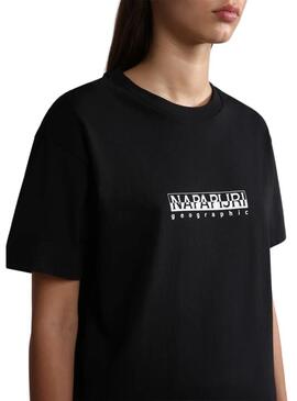 Camiseta  Napapijri S Box Negra Para Mujer