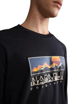 Camiseta Napapijri S Freestyle Negra Para Hombre