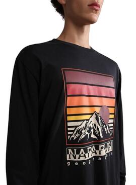 Camiseta Napapijri S Freestyle Negra Para Hombre