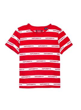 Camiseta Superdry Cote Stripe Rojo Mujer