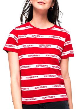 Camiseta Superdry Cote Stripe Rojo Mujer
