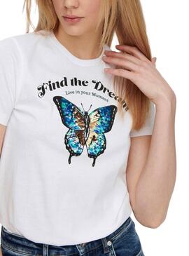 Camiseta Only Kita Mariposa Blanca Para Mujer