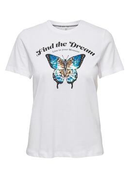 Camiseta Only Kita Mariposa Blanca Para Mujer