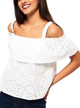 Top Superdry Mimi Schiffli Blanco para Mujer