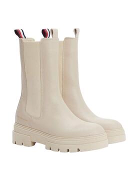 Botines Tommy Hilfiger Chelsea Piel Beige Mujer