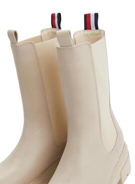 Botines Tommy Hilfiger Chelsea Piel Beige Mujer