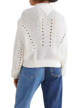 Jersey Tommy Jeans Oversize Flag Stit Blanco Mujer