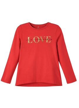 Camiseta Name It Lana Love Roja Para Niña