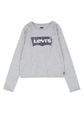 Sudadera Levis Logo Batwing Gris Para Niña