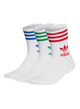 Calcetines Adidas Clásicos Mid Cut Blanco Multi