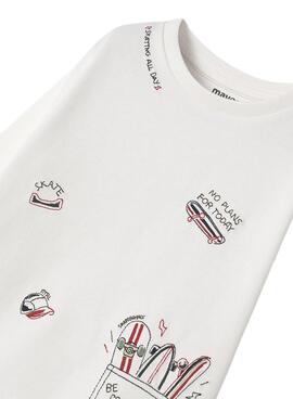 Camiseta Mayoral Skate Bordados Blanca Para Niño