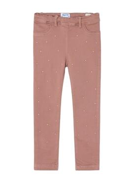 Leggings Mayoral Strass Nude Rosa Para Niña