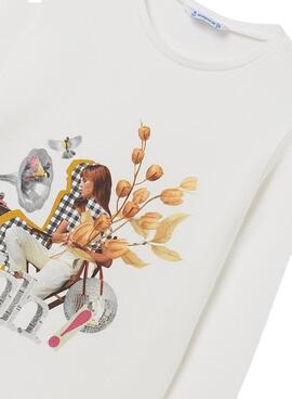 Camiseta Mayoral Manga Larga Blanca Para Niña