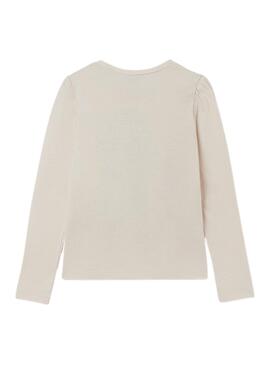 Camiseta Mayoral Manga Larga Beige Para Niña