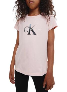 Camiseta Calvin Klein Gradient Monogram Rosa Niña