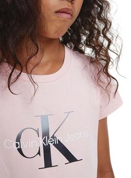 Camiseta Calvin Klein Gradient Monogram Rosa Niña