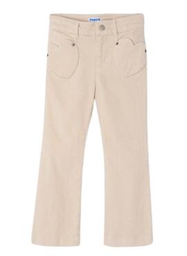 Pantalón Mayoral Flared Fit Pana Beige Para Niña