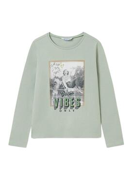 Camiseta Mayoral Vibes Manga Larga Menta Niña