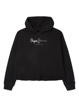 Sudadera Pepe Jeans Elicia Crop Negra Para Niña