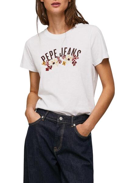 Camiseta Pepe Jeans Rosemery Blanco Para Mujer