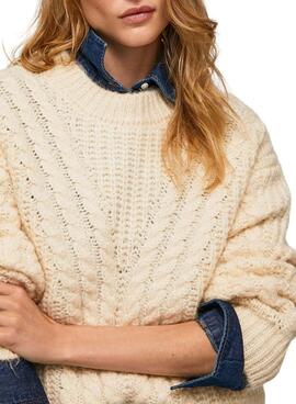 Jersey Pepe Jeans Trenzado Bey Beige Para Mujer