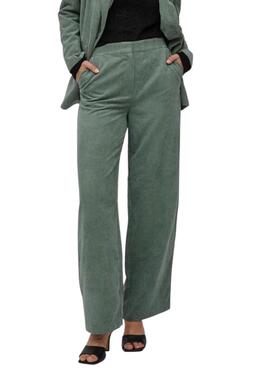 Pantalón Vila Corda  High Waist Verde Para Mujer