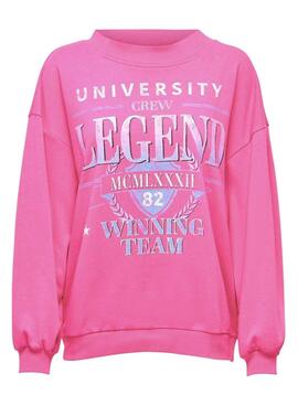 Sudadera Only Luna University Fucsia Para Mujer