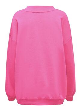 Sudadera Only Luna University Fucsia Para Mujer