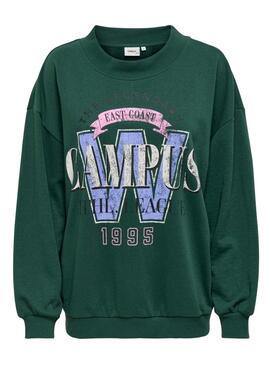 Sudadera Only Luna University Verde Para Mujer