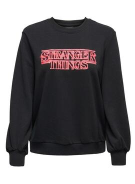 Sudadera Only Stranger Things Negra Para Mujer