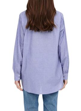 Camisa Only Nora Rayas Azul Para Mujer