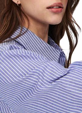 Camisa Only Nora Rayas Azul Para Mujer