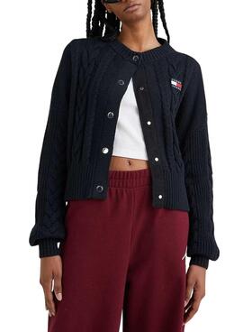 Chaqueta Tommy Jeans Badge Punto Negro Mujer