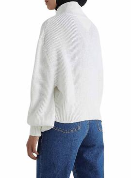 Jersey Tommy Jeans Cropped College Blanco Mujer