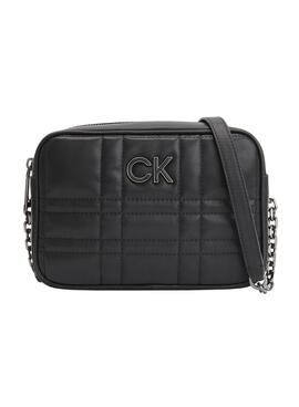 Bolso Calvin Klein Re-Lock Quilt Negro Para Mujer
