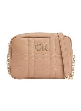 Bolso Calvin Klein Re-Lock Quilt Camel Para Mujer