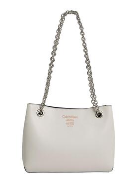 Bolso Calvin Klein Sculpted Shoulder Blanco Mujer