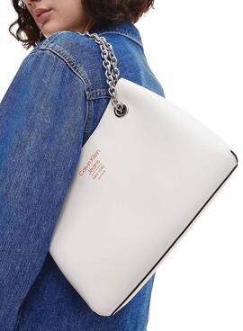 Bolso Calvin Klein Sculpted Shoulder Blanco Mujer