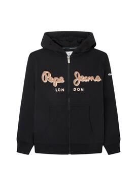 Sudadera Pepe Jeans Lamonty Zip Negra Para Niño