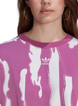 Camiseta Adidas Thebe Magugu Rosa y Blanca Mujer