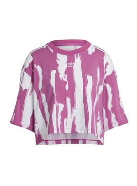 Camiseta Adidas Thebe Magugu Rosa y Blanca Mujer