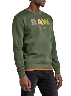 Sudadera G Star Multi Colored Raw Verde Hombre