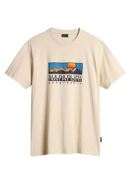 Camiseta Napapijri Freestyle Beige Para Hombre