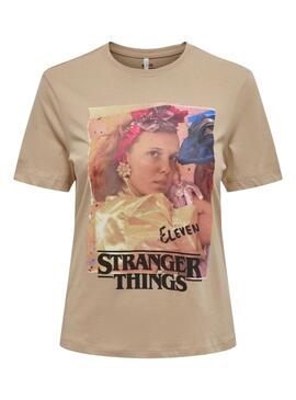 Camiseta Only Stranger Things Camel Para Mujer