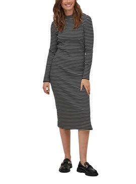 Vestido Vila Balu Bodycon Rayas Negro Para Mujer