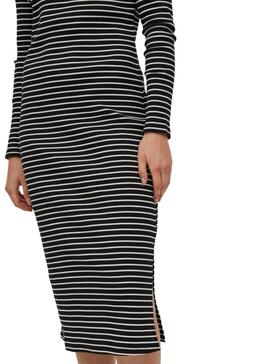 Vestido Vila Balu Bodycon Rayas Negro Para Mujer