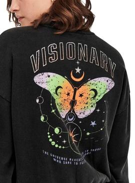 Sudadera Only Lucinda Mariposa  Negra Para Mujer