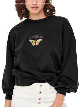 Sudadera Only Lucinda Mariposa  Negra Para Mujer